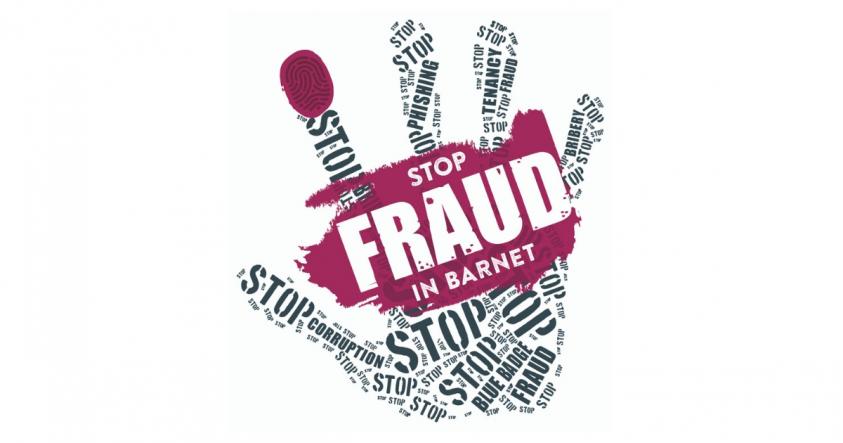 logo of a hand showing fraud week branding
