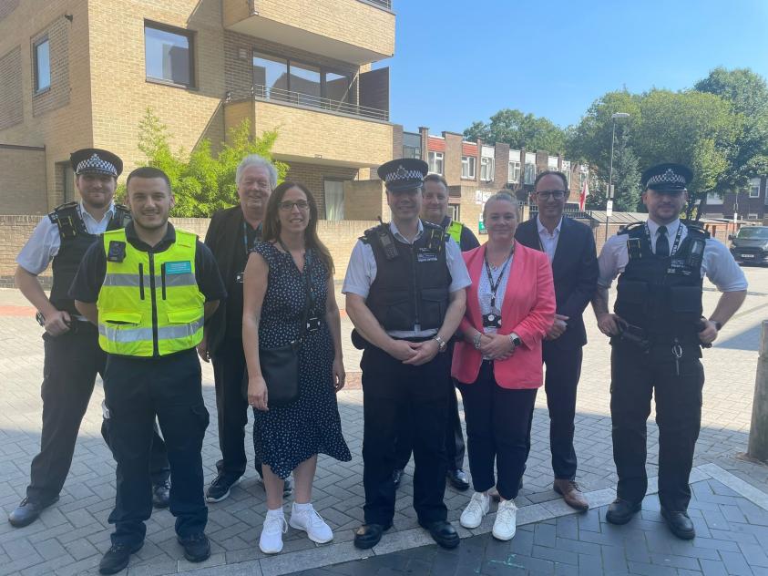 Cllrs, police and council officers at Grahame Park